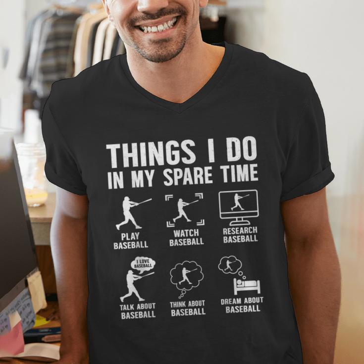 Things I Do In My Spare Time Baseball Lovers Kids Boys Men's V-Neck T-Shirt
