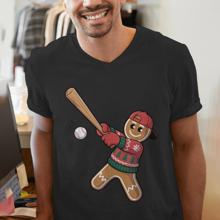 Ugly Christmas Sweater Gingerbread Baseball Toddler Kids Men's V-Neck T-Shirt