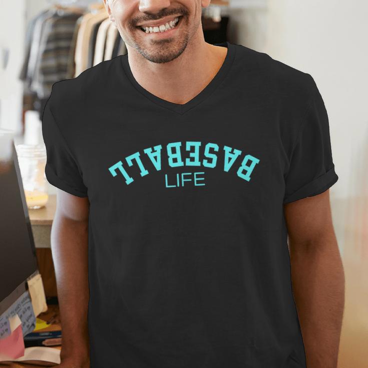 Upside Down Baseball Life Game Day Boys Girls Youth Men's V-Neck T-Shirt