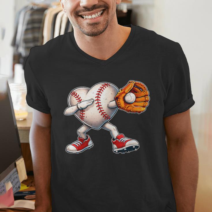 Valentine Baseball Heart Sport Love Valentines Day Boys Kids Men's V-Neck T-Shirt