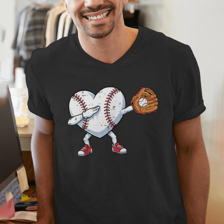 Valentines Day Baseball Ball Heart Dab Boys Kids Men Men's V-Neck T-Shirt Valentines Day Baseball Ball Heart Dab Boys Kids Men Men's V-Neck T-Shirt