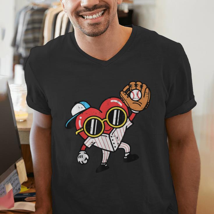 Valentines Day Baseball Heart Gloves Cute Boys Kid Youth Men Men's V-Neck T-Shirt Valentines Day Baseball Heart Gloves Cute Boys Kid Youth Men Men's V-Neck T-Shirt