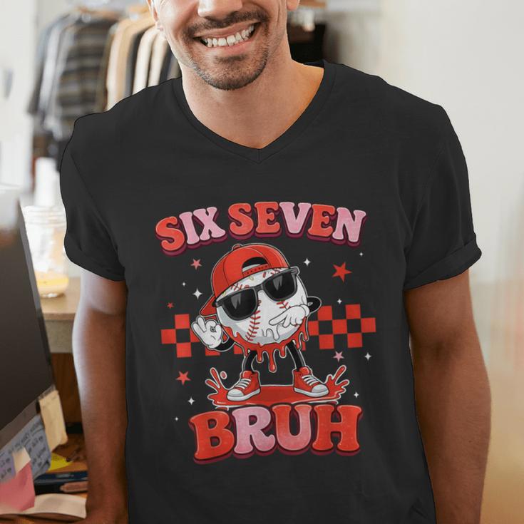 Valentines Day Baseball Six Seven 67 Meme Heart Baseball Dab Men's V-Neck T-Shirt Valentines Day Baseball Six Seven 67 Meme Heart Baseball Dab Men's V-Neck T-Shirt