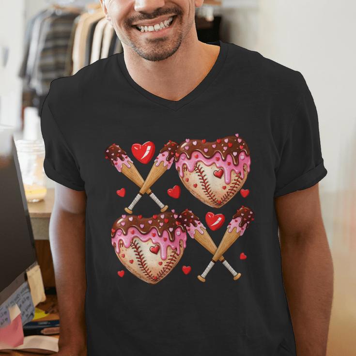 Valentines Day Drip Heart Baseball XOXO Boys Kids Men Sport Men's V-Neck T-Shirt Valentines Day Drip Heart Baseball XOXO Boys Kids Men Sport Men's V-Neck T-Shirt