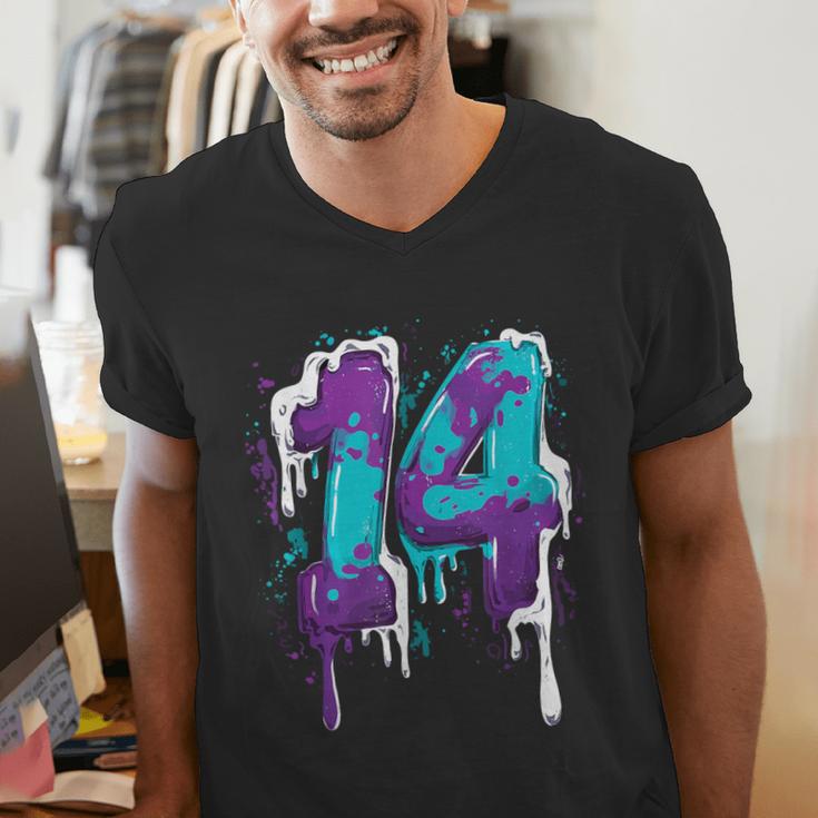 Vintage Baseball 14 Number Men's V-Neck T-Shirt