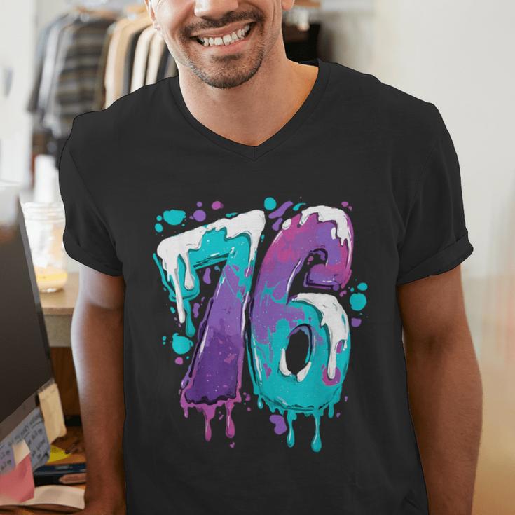 Vintage Baseball 76 Number Men's V-Neck T-Shirt