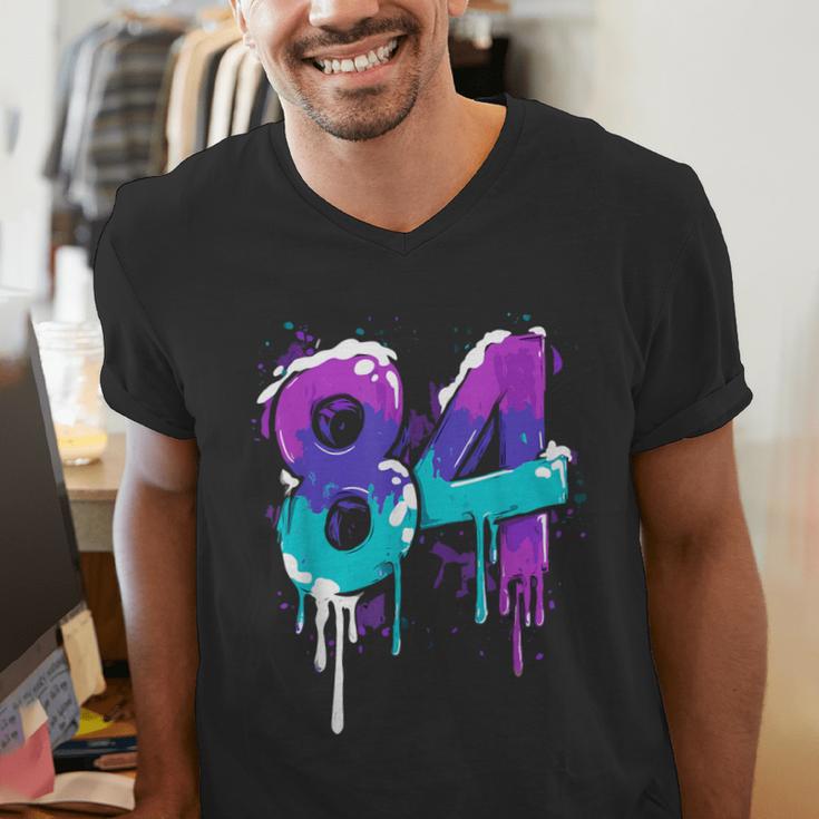 Vintage Baseball 84 Number Men's V-Neck T-Shirt
