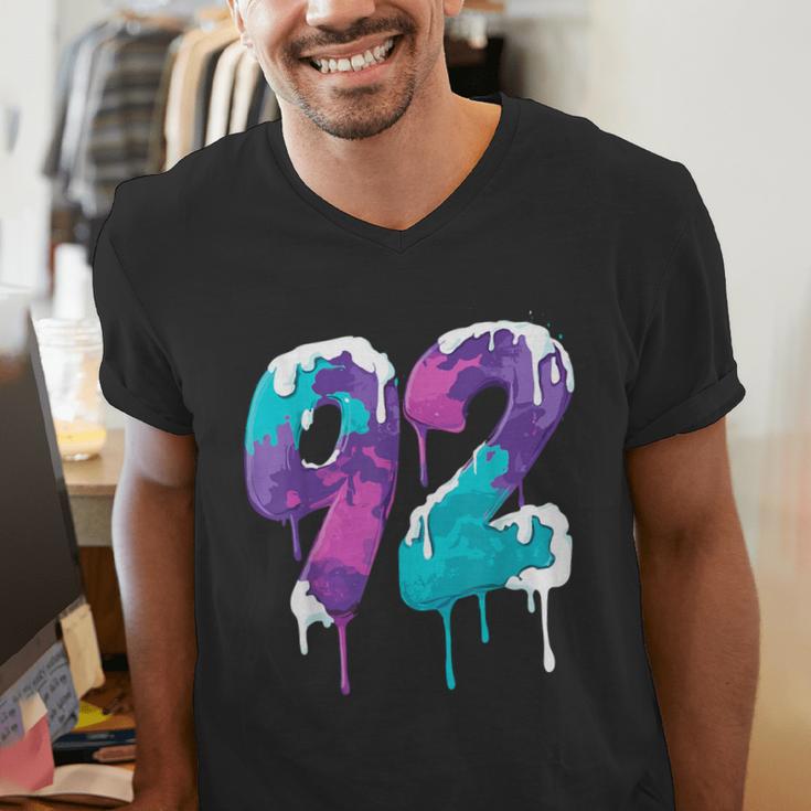 Vintage Baseball 92 Number Men's V-Neck T-Shirt
