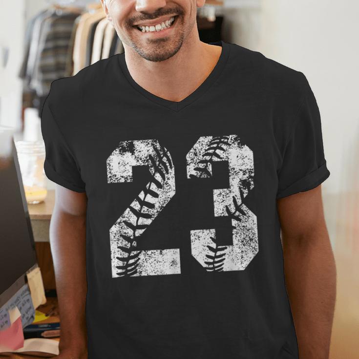 Vintage Baseball Number 23 Jersey Player Uniform Men's V-Neck T-Shirt Vintage Baseball Number 23 Jersey Player Uniform Men's V-Neck T-Shirt