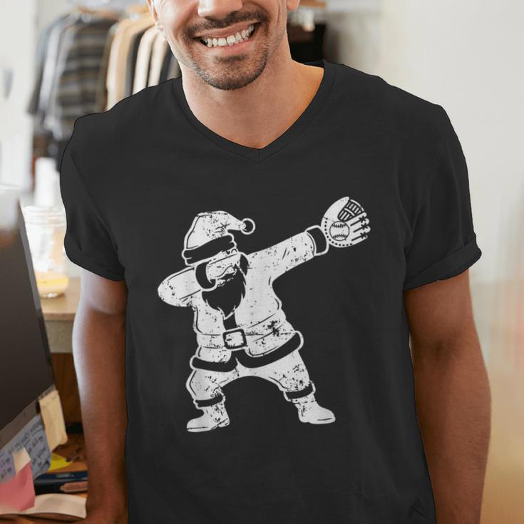 Vintage Dabbing Santa Christmas Baseball Xmas Costume Men's V-Neck T-Shirt