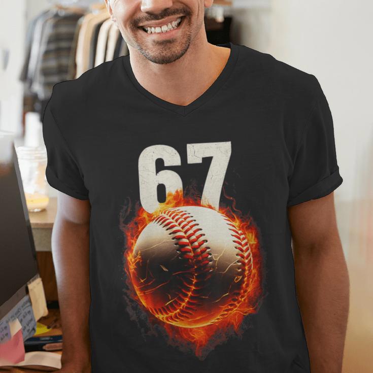 Women's 67 Baseball Boys Birthday Teens Six Seven Brainrot Men's V-Neck T-Shirt Women's 67 Baseball Boys Birthday Teens Six Seven Brainrot Men's V-Neck T-Shirt