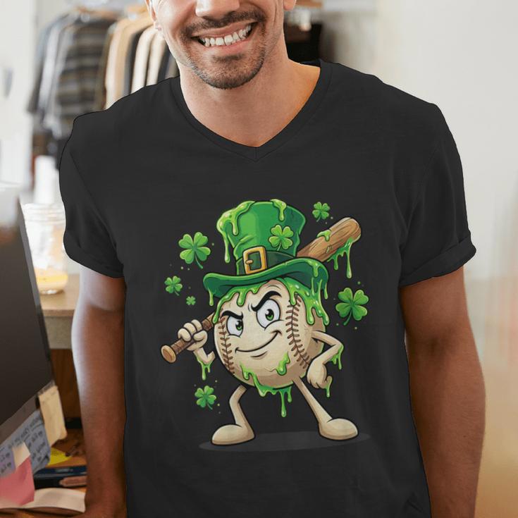 Women's St Patricks Day Baseball Leprechaun Shamrock Player Boys Kid Men's V-Neck T-Shirt Women's St Patricks Day Baseball Leprechaun Shamrock Player Boys Kid Men's V-Neck T-Shirt