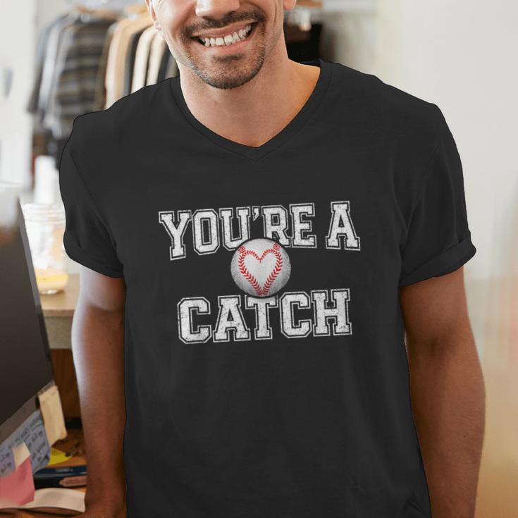 You'Re A Catch Baseball Pun Heart Kids Boys Valentines Men's V-Neck T-Shirt You'Re A Catch Baseball Pun Heart Kids Boys Valentines Men's V-Neck T-Shirt