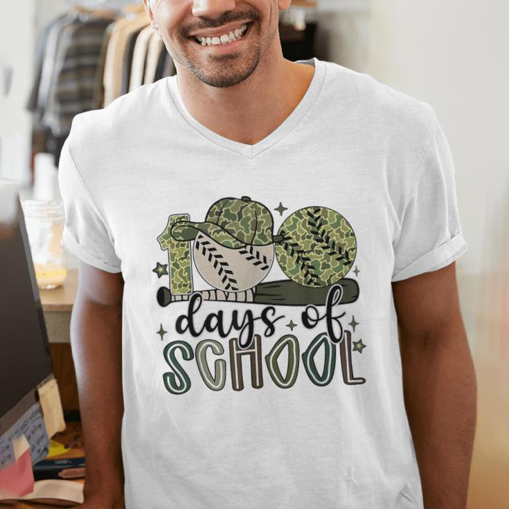 100 Days Of School Baseball Camo Cap Kids Boys 100th Day Men's V-Neck T-Shirt 100 Days Of School Baseball Camo Cap Kids Boys 100th Day Men's V-Neck T-Shirt