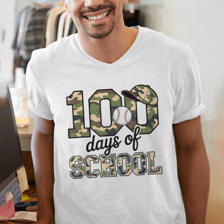 100 Days Of School Camo Baseball Camouflage For Kids Men's V-Neck T-Shirt 100 Days Of School Camo Baseball Camouflage For Kids Men's V-Neck T-Shirt