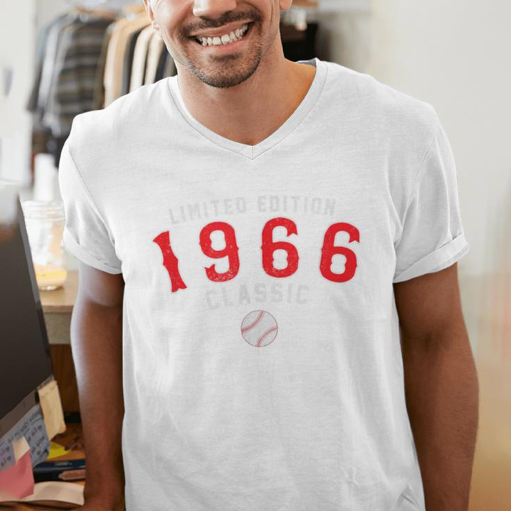 60 Year Old 1966 Classic Baseball 60th Birthday Men's V-Neck T-Shirt