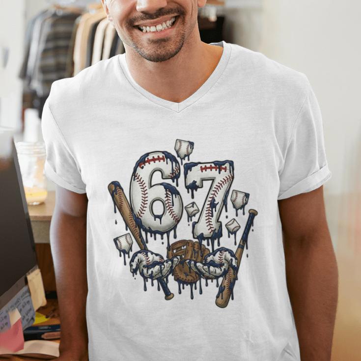 67 Baseball Six Seven Baseball 6 7 Kids Boys Girls Premium Tri-Blend Men's V-Neck T-Shirt 67 Baseball Six Seven Baseball 6 7 Kids Boys Girls Premium Tri-Blend Men's V-Neck T-Shirt
