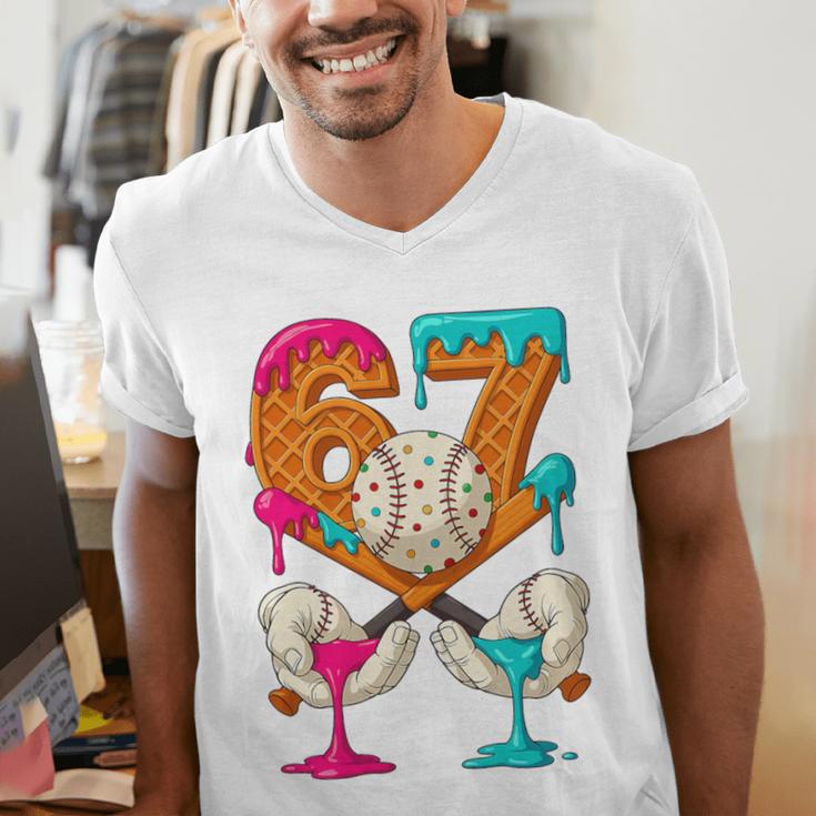 67 Ice Cream Drip Baseball Number 67 Player 67th Birthday Premium Tri-Blend Men's V-Neck T-Shirt 67 Ice Cream Drip Baseball Number 67 Player 67th Birthday Premium Tri-Blend Men's V-Neck T-Shirt