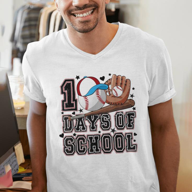 Baseball 100 Days Of School Happy 100th Day Teachers Kids Men's V-Neck T-Shirt Baseball 100 Days Of School Happy 100th Day Teachers Kids Men's V-Neck T-Shirt
