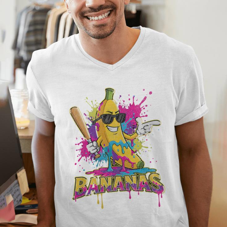 Baseball Banana Splatter Sports Kids Teens Premium Tri-Blend Men's V-Neck T-Shirt Baseball Banana Splatter Sports Kids Teens Premium Tri-Blend Men's V-Neck T-Shirt
