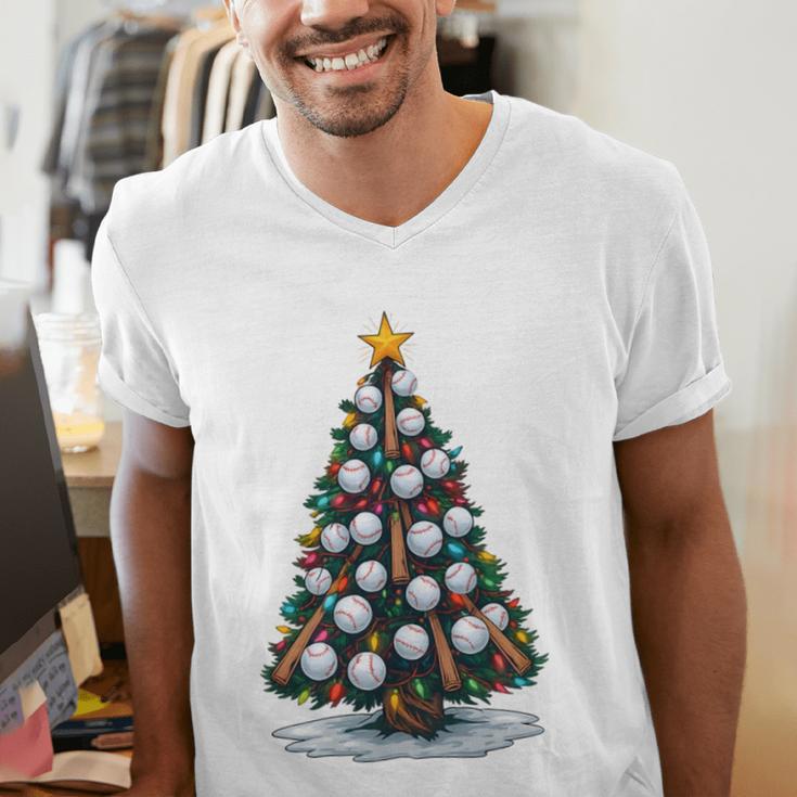 Baseball Christmas Tree Men Boys Youth Santa Sports Men's V-Neck T-Shirt