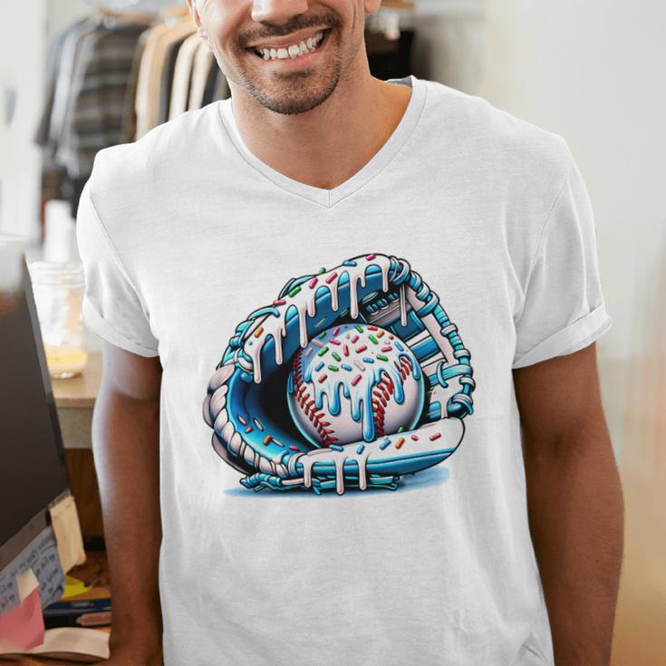 Baseball Drip Ice Cream Sprinkles Baseball Glove Premium Tri-Blend Men's V-Neck T-Shirt