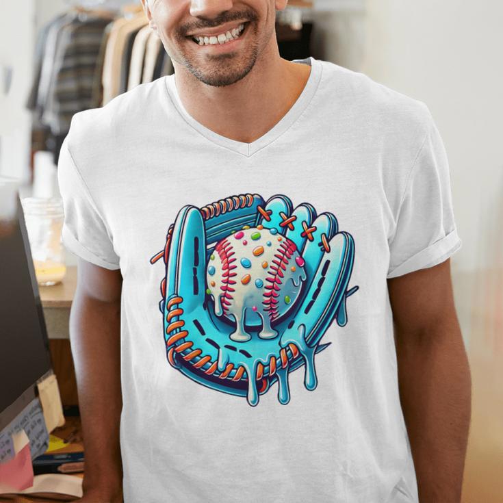 Baseball Drip Ice Cream Sprinkles Baseball Player Premium Tri-Blend Men's V-Neck T-Shirt