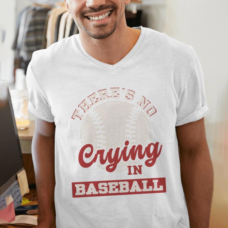 Baseball Game Day There Is No Crying In Baseball Men's V-Neck T-Shirt Baseball Game Day There Is No Crying In Baseball Men's V-Neck T-Shirt