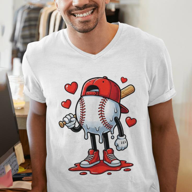 Baseball Ice Cream Drip Valentines Day Sports For Kids Boys Men's V-Neck T-Shirt Baseball Ice Cream Drip Valentines Day Sports For Kids Boys Men's V-Neck T-Shirt