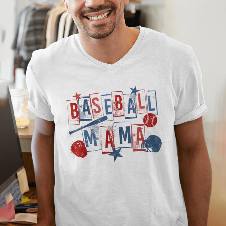 Baseball Mama Mom Mother Vintage Game Day Men's V-Neck T-Shirt Baseball Mama Mom Mother Vintage Game Day Men's V-Neck T-Shirt