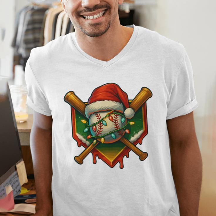 Baseball Xmas Christmas Baseball Ice Cream Drip Boys Men's V-Neck T-Shirt