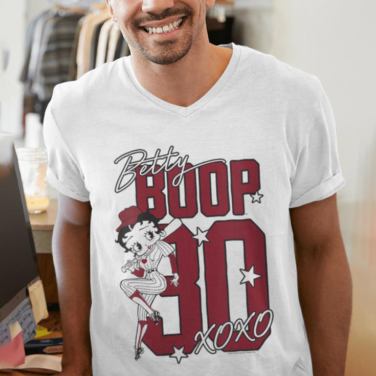 Betty Boop Baseball Logo Jersey With Stars Cute Cartoon Men's V-Neck T-Shirt