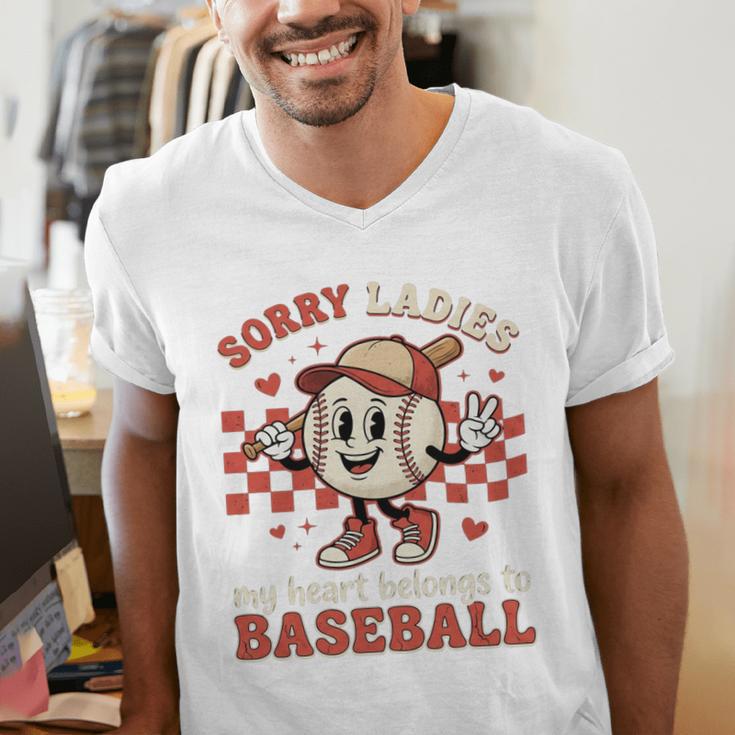 Boys & Women Men Baseball Valentine With Hearts Sporty Love Men's V-Neck T-Shirt Boys & Women Men Baseball Valentine With Hearts Sporty Love Men's V-Neck T-Shirt