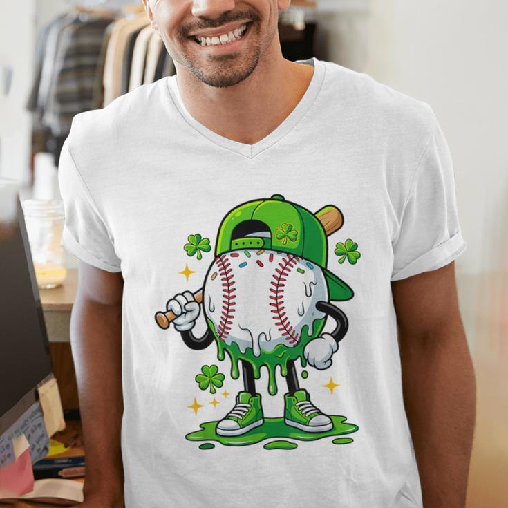 Boys St Patrick’s Day Baseball Drip Ice Cream Apparel Youth Men's V-Neck T-Shirt Boys St Patrick’s Day Baseball Drip Ice Cream Apparel Youth Men's V-Neck T-Shirt