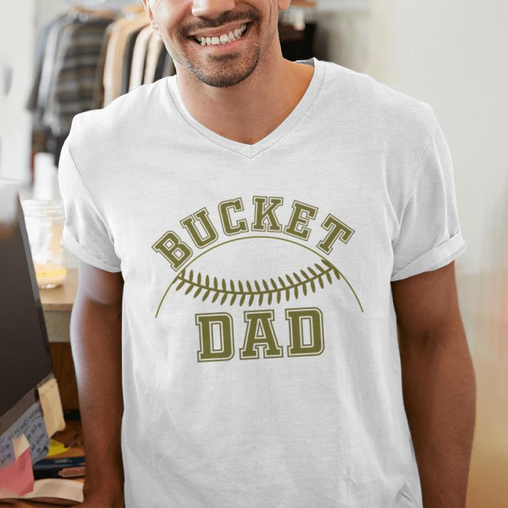 Bucket Dad Softball Dad Baseball Player Dad Men's V-Neck T-Shirt