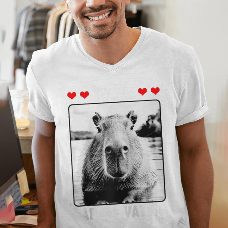 Capybara Love Valentines Day Cute Animal Hearts Raglan Baseball Tee Men's V-Neck T-Shirt Capybara Love Valentines Day Cute Animal Hearts Raglan Baseball Tee Men's V-Neck T-Shirt