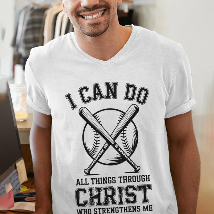 Christian Baseball Philippians 4 Men's V-Neck T-Shirt Christian Baseball Philippians 4 Men's V-Neck T-Shirt