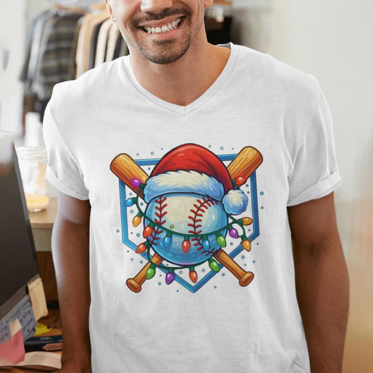 Christmas Baseball Drip For Boys Kids Ice Cream Drip Men's V-Neck T-Shirt Christmas Baseball Drip For Boys Kids Ice Cream Drip Men's V-Neck T-Shirt