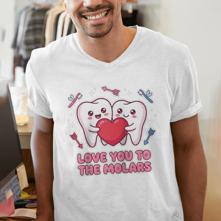 Cute Dentist Valentine Love You To The Molars Teeth Pun Raglan Baseball Tee Men's V-Neck T-Shirt Cute Dentist Valentine Love You To The Molars Teeth Pun Raglan Baseball Tee Men's V-Neck T-Shirt