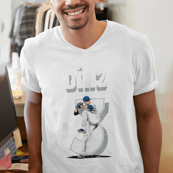Edwin Diaz Los Angeles D Baseball Players MLBEDD201M Men's V-Neck T-Shirt