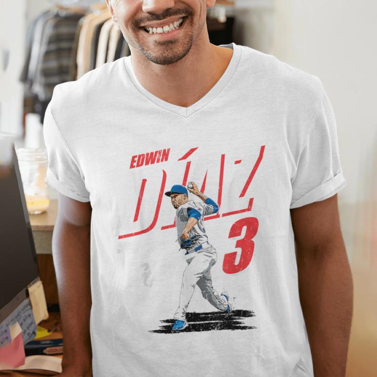 Edwin Diaz Los Angeles D Baseball Players MLBEDD204M Men's V-Neck T-Shirt