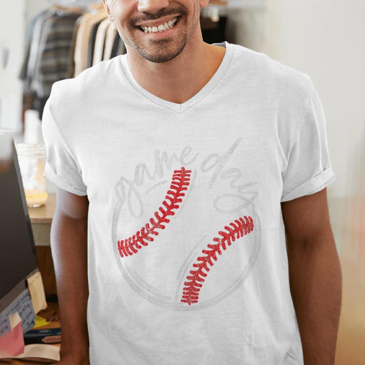 Game Day Baseball Baseball Lovers Softball Life Mom Premium Tri-Blend Men's V-Neck T-Shirt