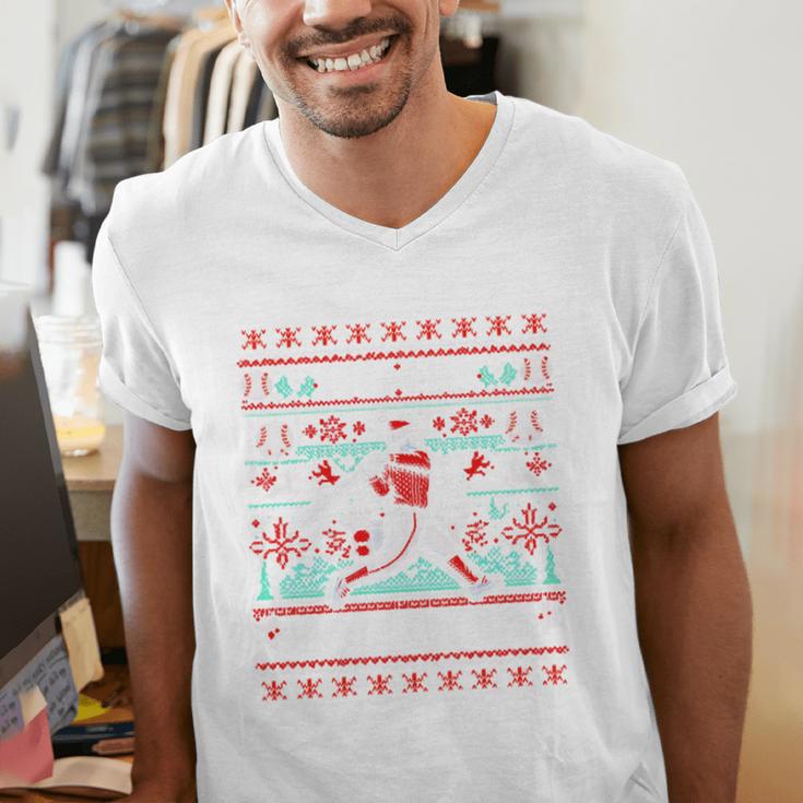 Ho Ho Homerun Baseball Ugly Christmas Sweater Party Hitter Men's V-Neck T-Shirt Ho Ho Homerun Baseball Ugly Christmas Sweater Party Hitter Men's V-Neck T-Shirt