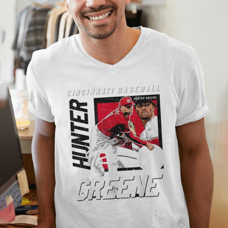 Hunter Greene Cincinnati MLB Baseball Players MLBHGR203M Men's V-Neck T-Shirt Hunter Greene Cincinnati MLB Baseball Players MLBHGR203M Men's V-Neck T-Shirt