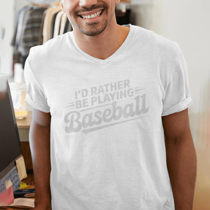 I'd Rather Be Playing Baseball Player Coach Fan Game Day Tee Premium Tri-Blend Men's V-Neck T-Shirt I'd Rather Be Playing Baseball Player Coach Fan Game Day Tee Premium Tri-Blend Men's V-Neck T-Shirt