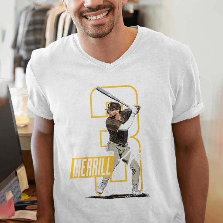 Jackson Merrill San Diego MLB Baseball Player MLBJME202M Men's V-Neck T-Shirt