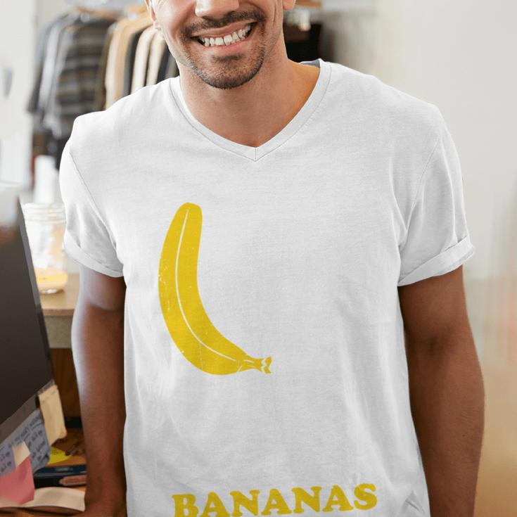 Love Bananas Banana Baseball Men's V-Neck T-Shirt Love Bananas Banana Baseball Men's V-Neck T-Shirt
