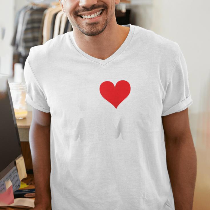 I Love Mamie Heart Grandma Grandmother Grandparent Raglan Baseball Tee Men's V-Neck T-Shirt I Love Mamie Heart Grandma Grandmother Grandparent Raglan Baseball Tee Men's V-Neck T-Shirt