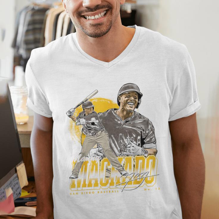 Manny Machado San Diego MLB Baseball Players MLBMMA302N Men's V-Neck T-Shirt Manny Machado San Diego MLB Baseball Players MLBMMA302N Men's V-Neck T-Shirt
