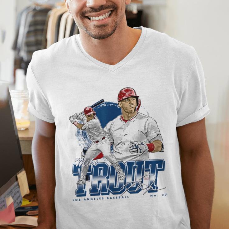 Mike Trout Los Angeles A MLB Baseball Players MLBMTR302N Men's V-Neck T-Shirt Mike Trout Los Angeles A MLB Baseball Players MLBMTR302N Men's V-Neck T-Shirt